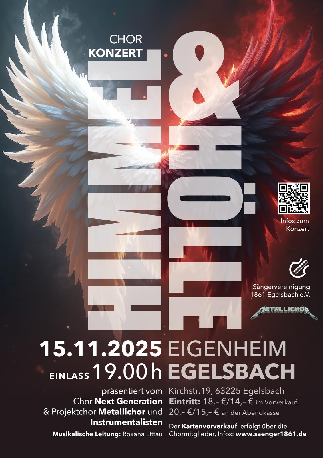 Chor auf Bühne mit MetalBand und Feuerwerk - KI generiert